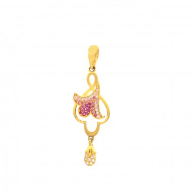 Petal Style Gold Pendant With Drops