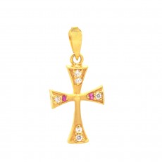Holy Cross Zircon Stone Gold Pendant