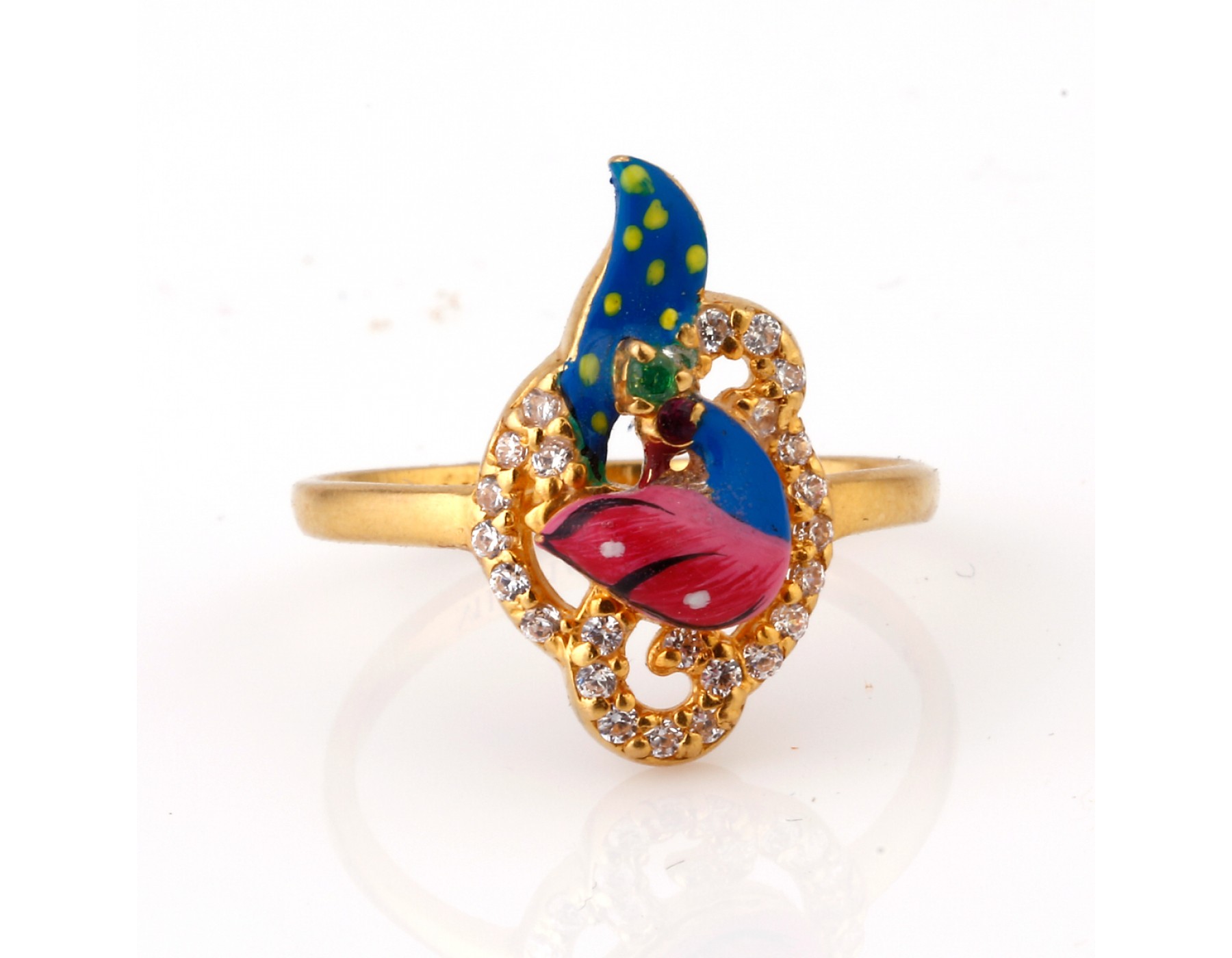22K Gold Peacock Ring (4.15) - Queen of Hearts Jewelry