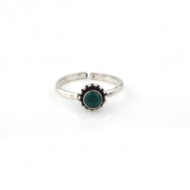 92.5 Sterling Silver Green Stoned Metti