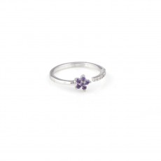 92.5 Sterling Silver Purple Stoned Flower Design Metti