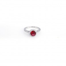  92.5 Red Stoned Sterling Silver Womens Ring