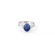  92.5 Blue Stoned Silver Ring For Girls
