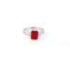 92.5 Red Stoned Silver Ring For Womens