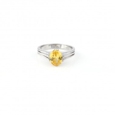  92.5 Silver Ring With Golden Color Stone For Womens