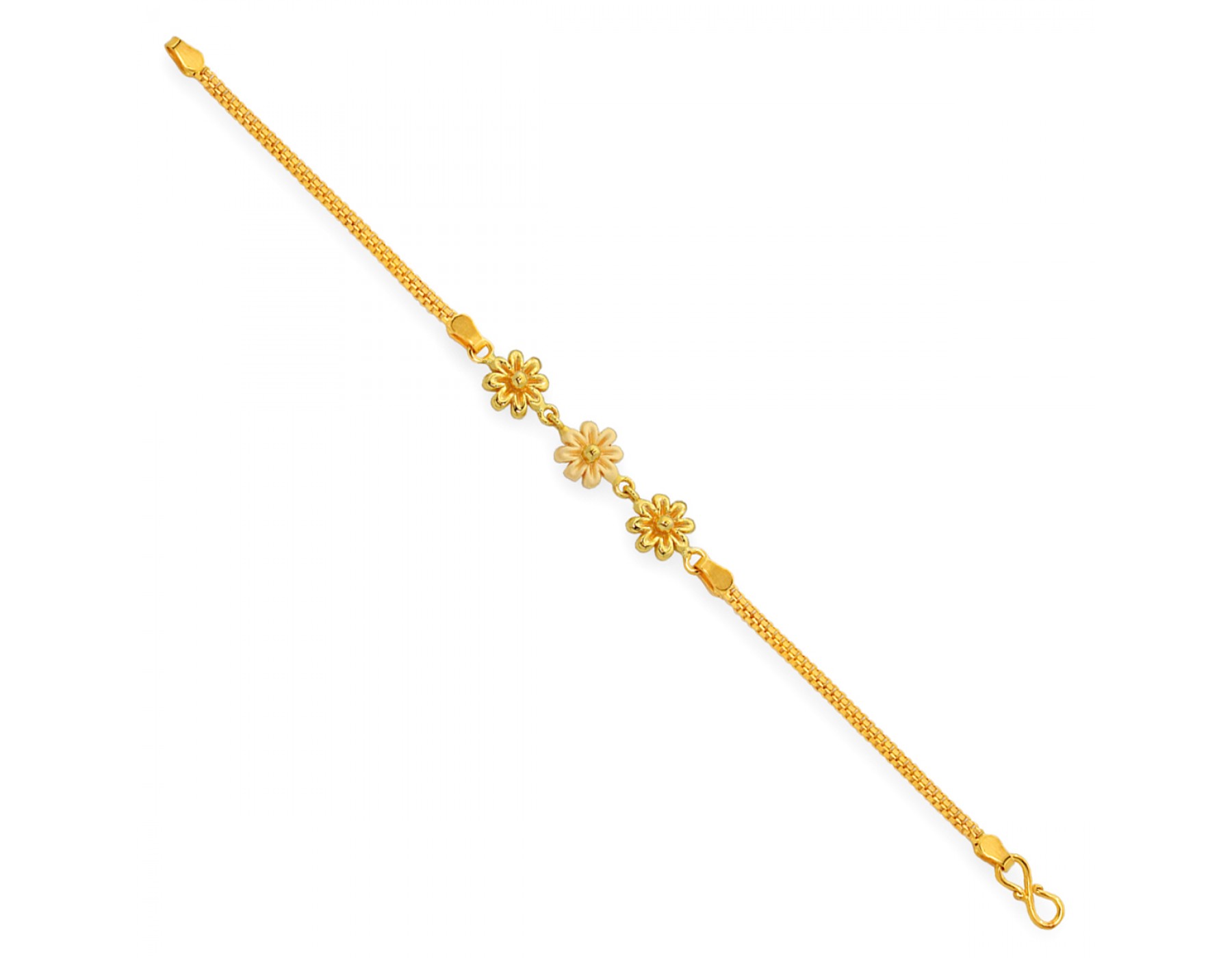 Circle Fancy Link Bracelet 14K Yellow Gold 7.5
