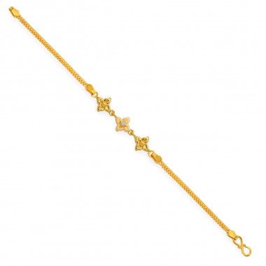 22K Gold Single Stoned Flower Casting Baby Bracelet