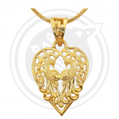 Double Peacock Heartin Shape Gold Pendant