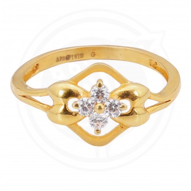 22K Gold Single Stoned Ring for Girl's