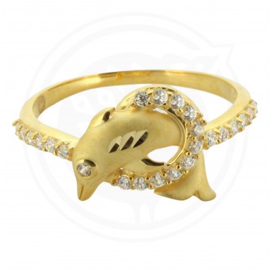 22K Gold Dolphin Design Multi Stoned Ring 
