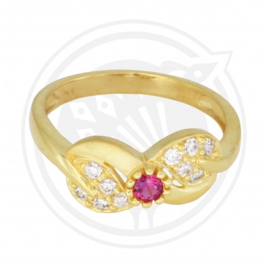 22K Fancy Multi Color Stoned Gold Ring for Girl's