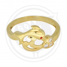22K Dolphin Design Gold Ring for Girl's