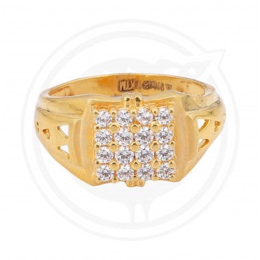 22K Gold Zircon Stoned Gent's Ring