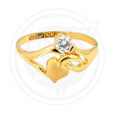 22K Gold Stylish Single Stoned Ring Collection for Ladie's