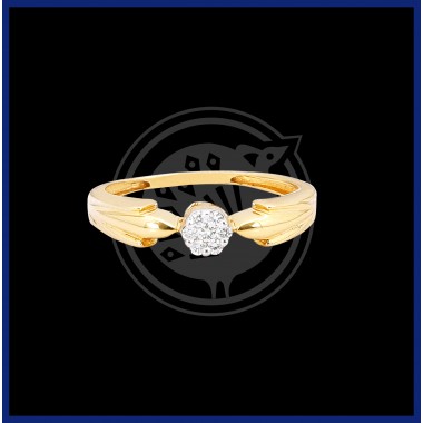 18K Diamond Flower Design Ring for Gent's