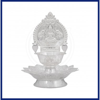 Sterling silver kamatchi lotus vilakku for Pooja (92.5 Purity)