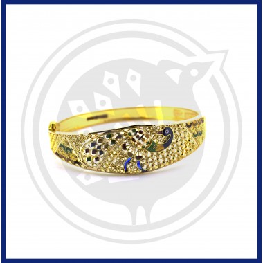  Gold Oval Bengal Peacock Fancy Bangle For Girls 