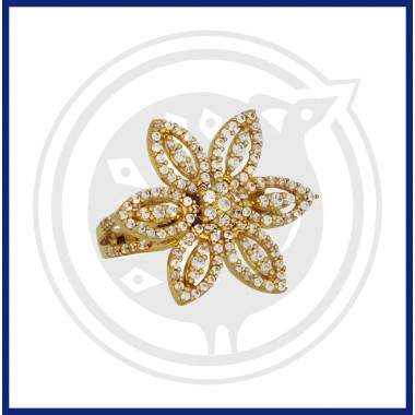 22K Gold Zircon Stoned Flower Ring