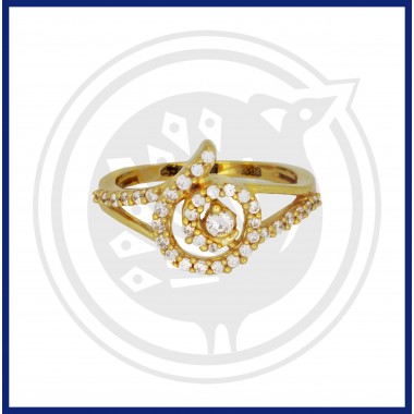 22K Gold conch style zircon stone modern ring