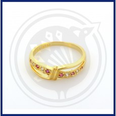 22K Women's Stoned Fancy Gold Ring