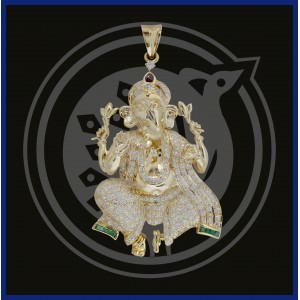 18K Sri Ganesh Diamond Pendant