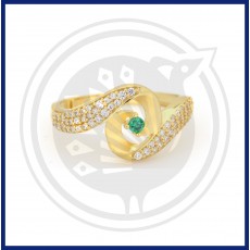 22K Gold emerald look zircon stone fancy ring