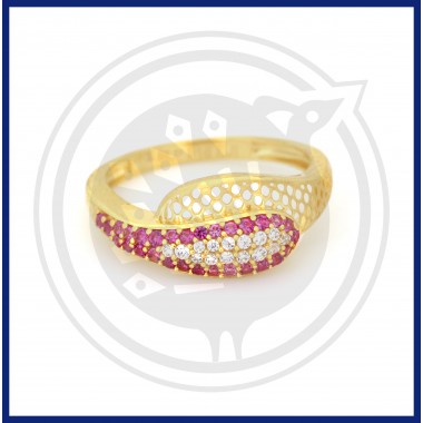 22K Gold craze pink and white stone fancy ring