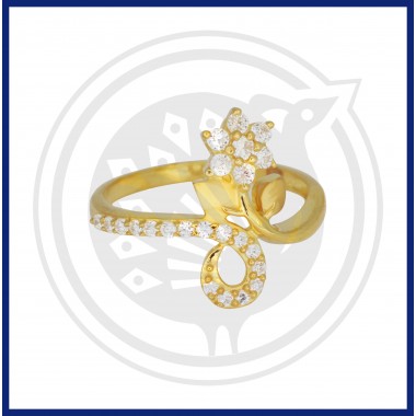 22K Gold Multi Stoned Flower Design Fancy Ring for Girl's