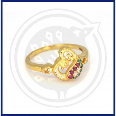 22K Gold Fancy Peacock Zircon Stone Ring for Women's & Girl's 