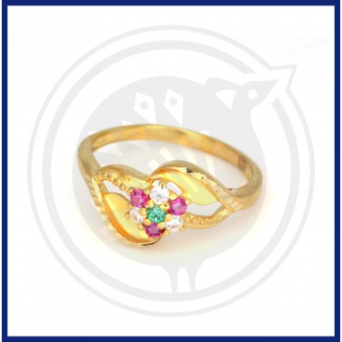 22K Gold Multi Color Zircon Stone Ring