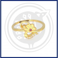 22K Gold Flower Design Multi Stoned Ring for Women's