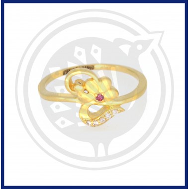 22K Gold Flower Design Multi Stoned Ring for Women's