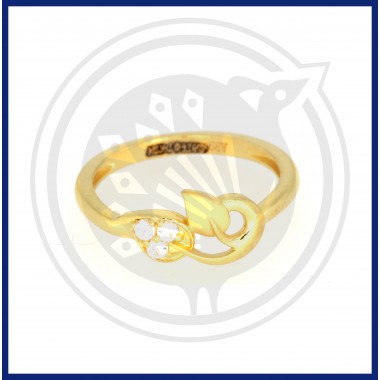 22K Gold Leaf Design Multi Stoned Ring for Girl's