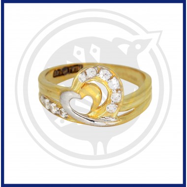 22K Gold Heart shaped zircon stone fancy ring