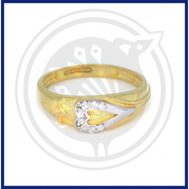 22K Gold silver casting heart shape white stone ring