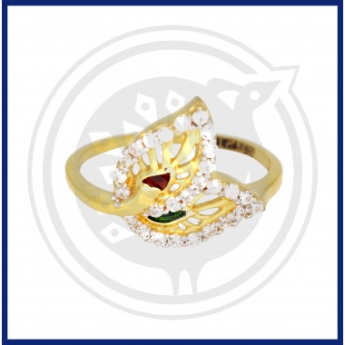 22K Gold double leaf zircon stoned ring
