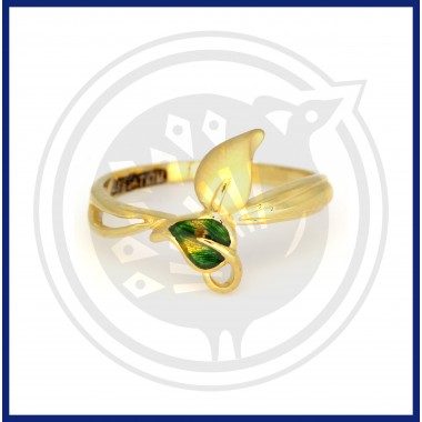 Trendy Leaf Style Enamel Casting 22k Gold Ring