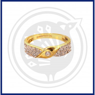 22K Gold Elagant Look Snow White Zircon Stone Ring