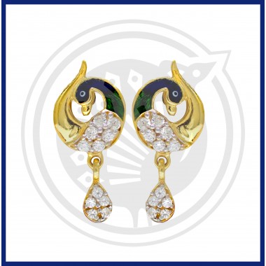  Gold Fancy Peacock Stud For Girls 