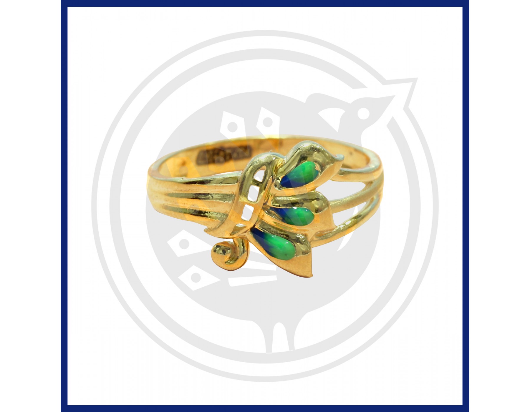 1 gram gold forming green stone with diamond gold plated ring for men –  Soni Fashion®