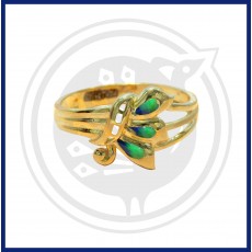 22K Gold Green Enamel Casting Ring