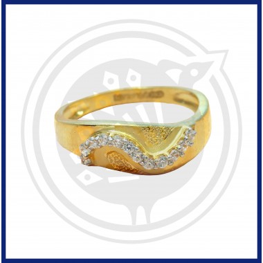 22K Gold Simple Zircon Stone Ring for Women's