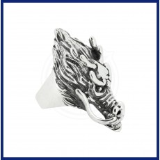  92.5 Dragon Design Fancy Silver Ring For Mens