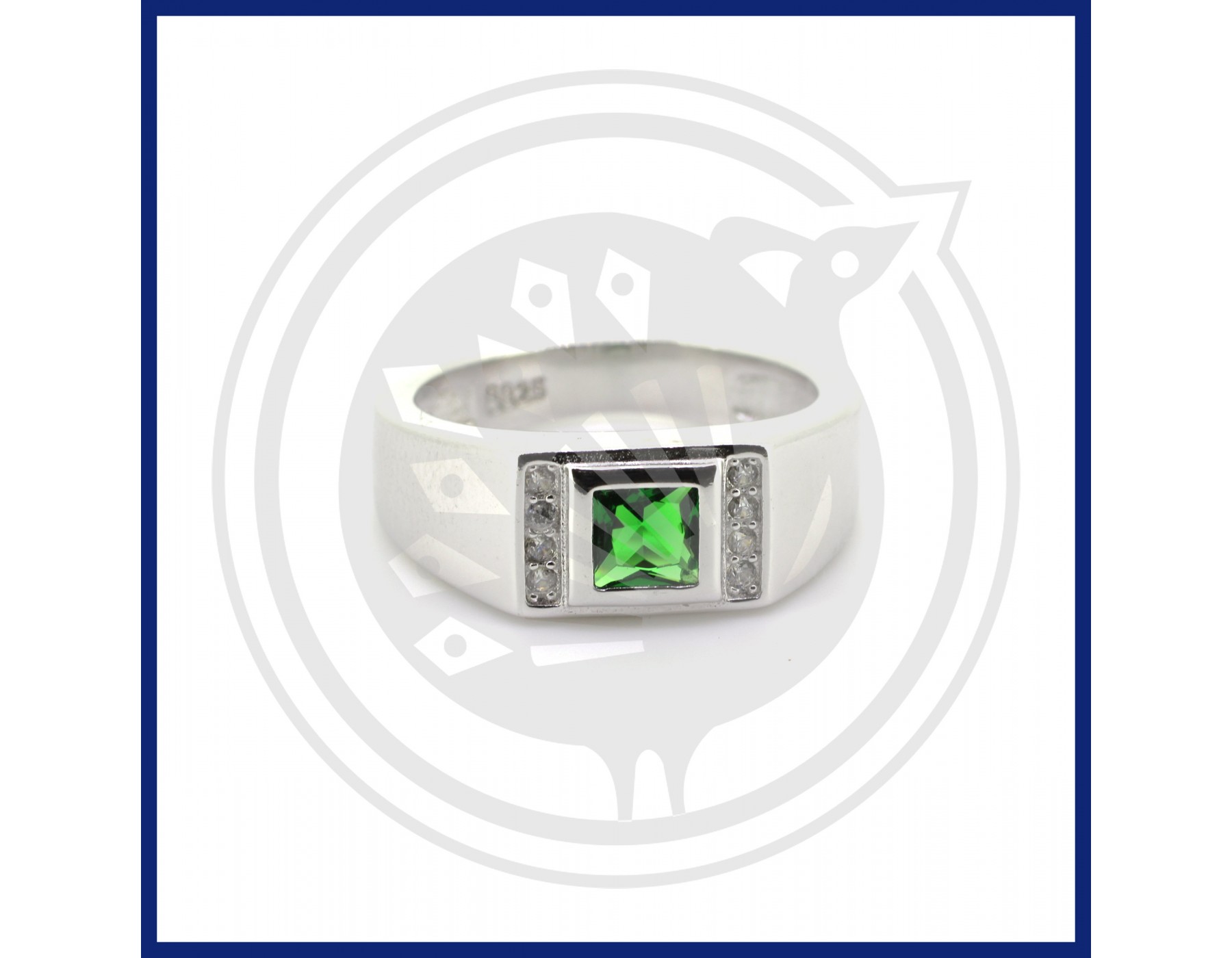 Silver Green Cz Halo Ring - ShanOre Irish Jewlery