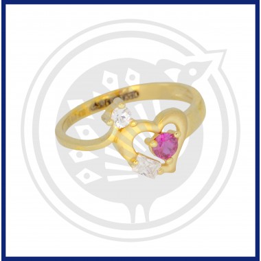 Trendy Look Pink Zircon Stone 22K Gold Ring