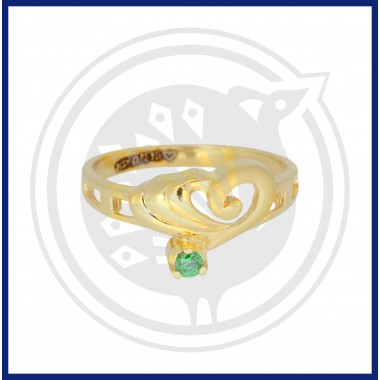 22K Gold Fancy Green Zircon Heart-In Shape Ring Collection