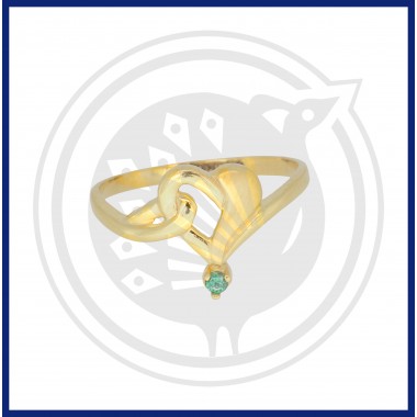 22K Gold Fancy Green Zircon Heart-In Shape Ring