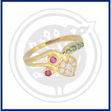 Classy Look Multi Color Zircon 22k Gold Ring