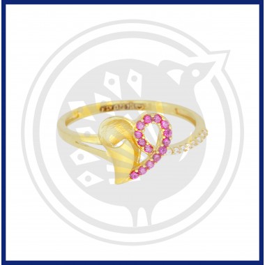 Trendy Look Pink Zircon Stone 22k Gold Ring