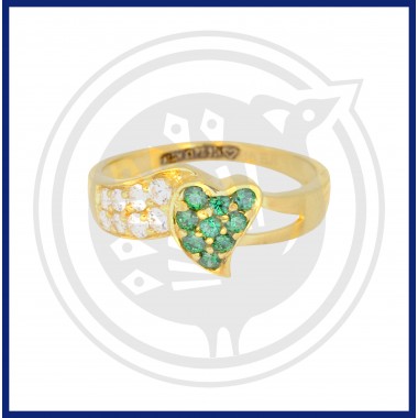 22k Gold Attractive Emerald Style Zircon Stone Ring
